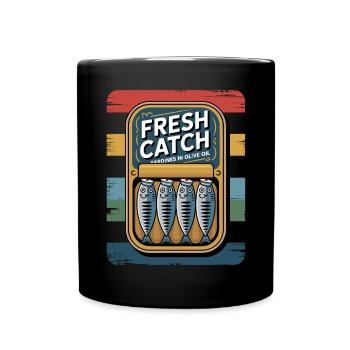 Sardines Retro Vintage Freshly Caught Art - Full Colour Mug - black - Front