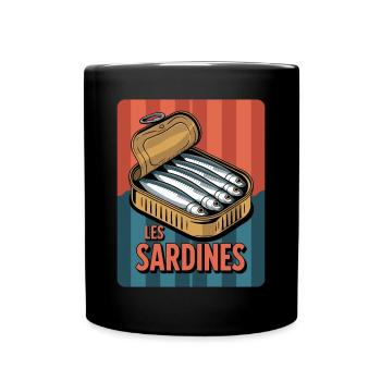 Retro Sardine Tin Vintage French Motif - Full Colour Mug - black - Front