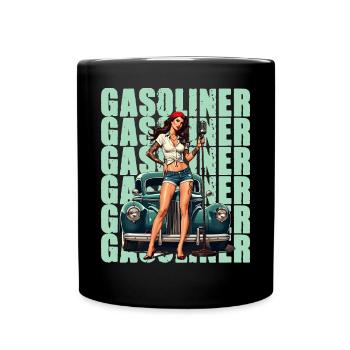 Gasoliner Rockabilly Retro Pin-Up - Tasse einfarbig - Schwarz - Vorne