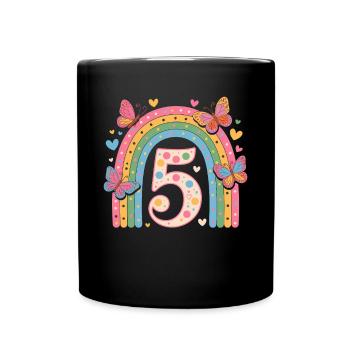 Papillon arc-en-ciel 5e anniversaire fille - Mug uni - noir - Devant
