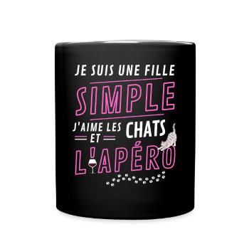 FILLE SIMPLE CHATSET APERO - Mug uni - noir - Devant