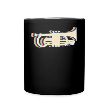 Trumpet Instrument Trumpeter Retro Line Art - Full Colour Mug - black - Front