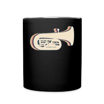 Tuba Instrument Tubist Retro Line Art - Full Colour Mug - black - Front
