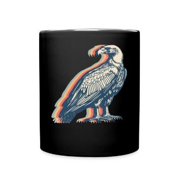 Geier Vogel Retro Line Art - Tasse einfarbig - Schwarz - Vorne