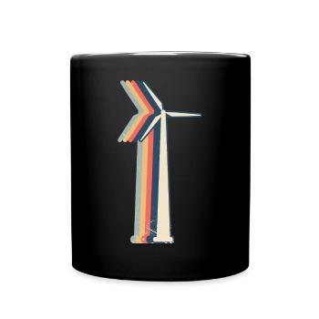 Windturbine Techniker Retro Line Art - Tasse einfarbig - Schwarz - Vorne
