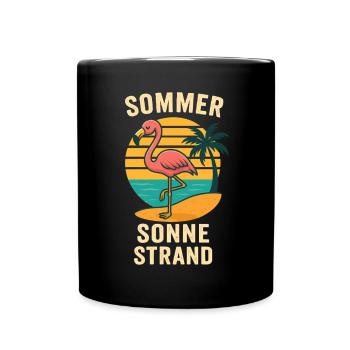 Flamingo Vacances Été Plage Design Rétro - Mug uni - noir - Devant