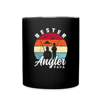 Bester Angler Papa - Tasse einfarbig - Schwarz - Vorne