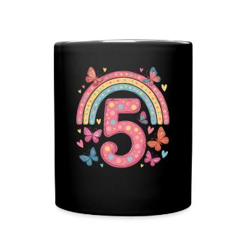 Papillon arc-en-ciel 5e anniversaire fille - Mug uni - noir - Devant