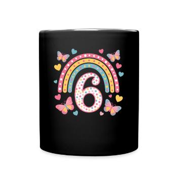 Papillon arc-en-ciel 6e anniversaire fille - Mug uni - noir - Devant
