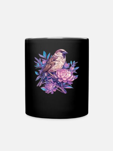 Spatzen Spatz - Tasse einfarbig - Schwarz