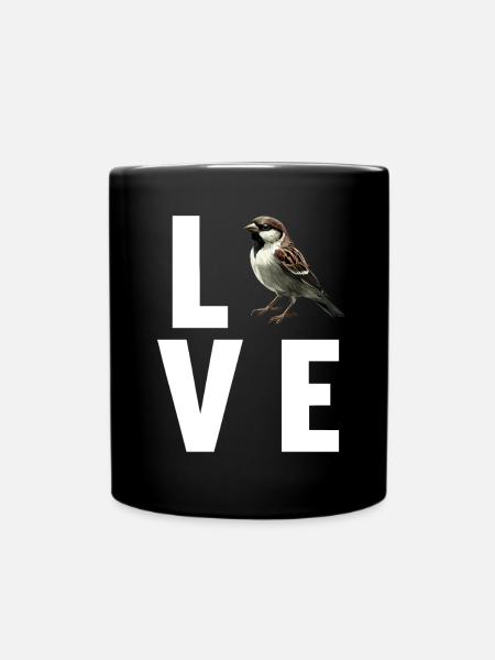 Spatzen Spatz - Tasse einfarbig - Schwarz