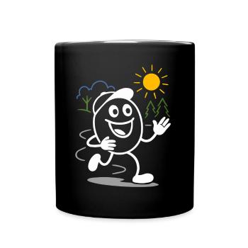 Ribbo court toute la journée en riant - Mug uni - noir - Devant