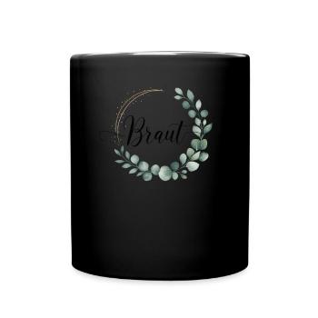 Bridal Flower Wreath Eucalyptus Bachelor Party Wedding - Full Colour Mug - black - Front