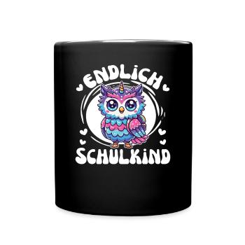 Enfin chouette d’écolier pour l’inscription à l’école - Mug uni - noir - Devant