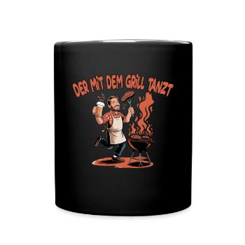 Dancing with the grill – grill master with humor - Full Colour Mug - black - Front