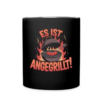 Es Ist Angegrillt BBQ Spaß Grillen Feuer - Tasse einfarbig - Schwarz - Vorne