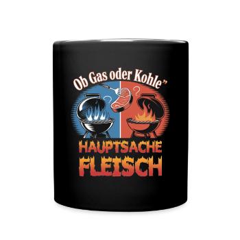 Qu’il s’agisse de gaz ou de charbon, l’essentiel est la viande, le gril - Mug uni - noir - Devant