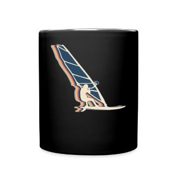 Windsurfer Windsurfing Retro Line Art - Full Colour Mug - black - Front