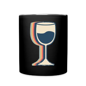 Weintrinkender Trinker Retro Line Art - Tasse einfarbig - Schwarz - Vorne