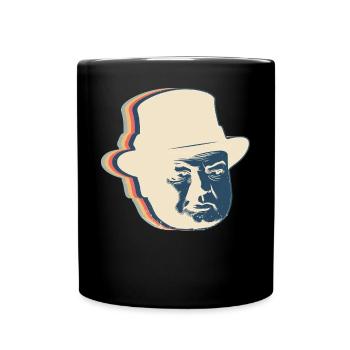 Winston Churchill British Retro Line Art - Full Colour Mug - black - Front