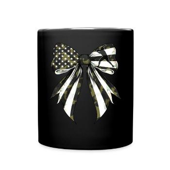 Coquette Bow Baseball Spieler Tarnfarbe US Flagge - Tasse einfarbig - Schwarz - Vorne
