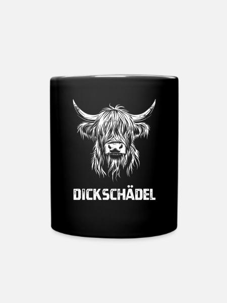 Dickschädel - Schottisches Hochlandrind - Spruch - Tasse einfarbig - Schwarz