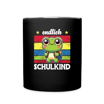 Enfin écolier mignonne grenouille pour l’inscription à l’école - Mug uni - noir - Devant