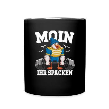 Moin Her Spacken Funny Seagull Weightlifting - Full Colour Mug - black - Front