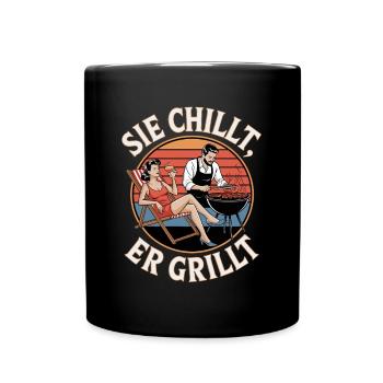 Vous vous détendez il grille vintage BBQ illustration - Mug uni - noir - Devant