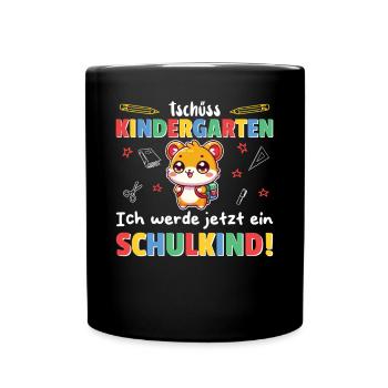 Endlich Schulkind süßer Hamster zur Einschulung - Tasse einfarbig - Schwarz - Vorne