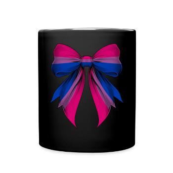 Coquette Bow Bisexual Pride Flag Bi LGBTQ - Full Colour Mug - black - Front