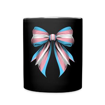 Coquettish Bow Transgender Pride Flag Trans - Full Colour Mug - black - Front