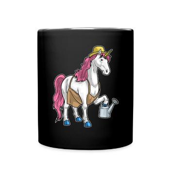 Licorne jardinier arrosoir pot de jardin - Mug uni - noir - Devant