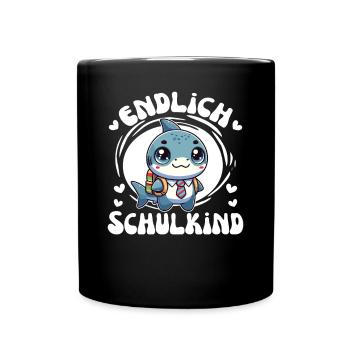 Enfin écolier mignon requin pour l’inscription à l’école - Mug uni - noir - Devant