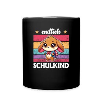 Enfin un doux lapin d’écolier pour l’inscription à l’école - Mug uni - noir - Devant