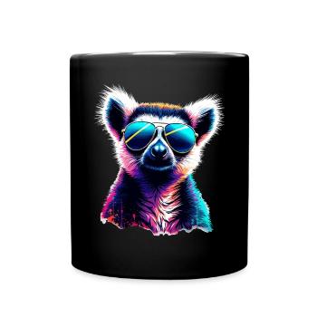 Dj Lemur with Sunglasses T-Shirt - Full Colour Mug - black - Front