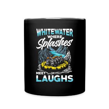 Wildwasser Abenteuer: Wo Spritzer auf Lachen - Tasse einfarbig - Schwarz - Vorne