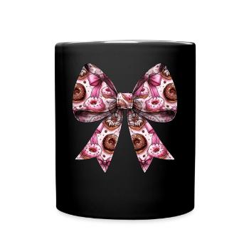 Coquette Bogen Donuts Krapfen Sprinkles Muster - Tasse einfarbig - Schwarz - Vorne