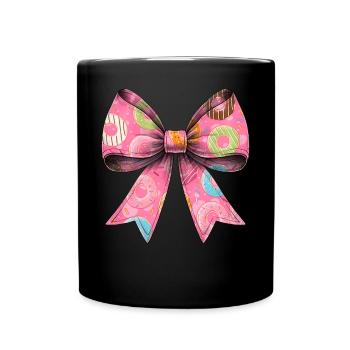 Coquette Bogen Donuts Krapfen Sprinkles Muster - Tasse einfarbig - Schwarz - Vorne