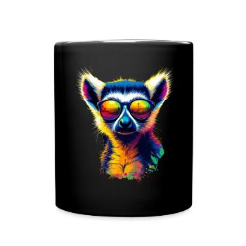 Dj Lemur with Sunglasses T-Shirt - Full Colour Mug - black - Front
