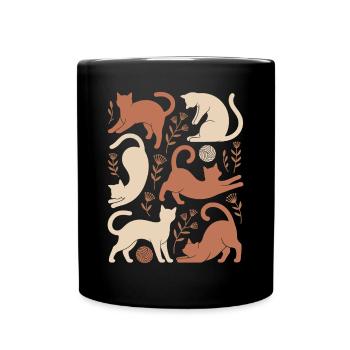 Boho Chats Et Fleurs Motif Magique - Mug uni - noir - Devant