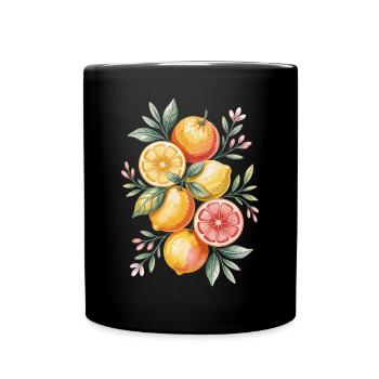 Lemons and Oranges Artwork - Full Colour Mug - black - Front