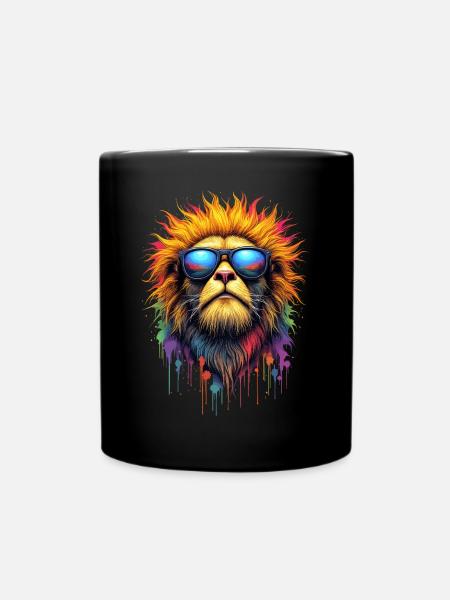 Dj Meerkat Cat with Sunglasses T-Shirt - Full Colour Mug - black