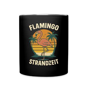 Flamingo Vacances Été Plage Design Rétro - Mug uni - noir - Devant