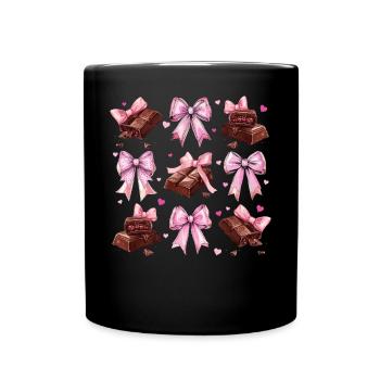 Flirtatious Bow Chocolate Chocolate Bar Girl Mom - Full Colour Mug - black - Front