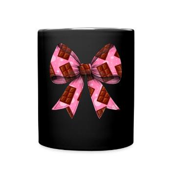 Coquette Bogen Schokolade Schokoriegel Muster - Tasse einfarbig - Schwarz - Vorne