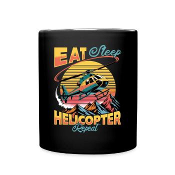 Helicopter funny Pilot - Tasse einfarbig - Schwarz - Vorne