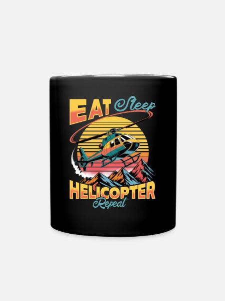 Helicopter funny Pilot - Tasse einfarbig - Schwarz