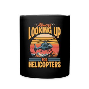 Helicopter funny Pilot - Tasse einfarbig - Schwarz - Vorne