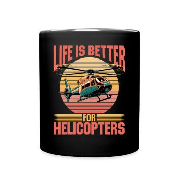 Helicopter funny Pilot - Full Colour Mug - black - Front